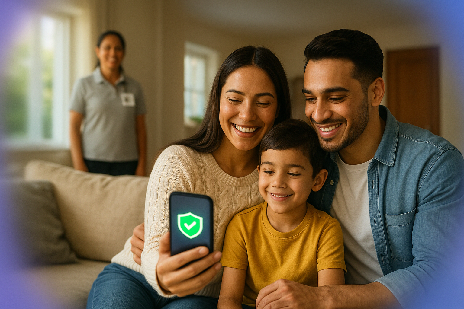 Ilustración de familia protegida gracias a la verificación